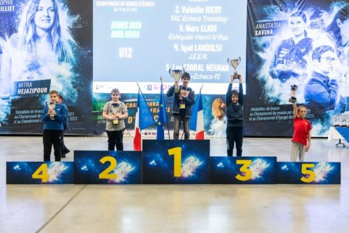 Podium U12 Championnats de France Jeunes Échecs